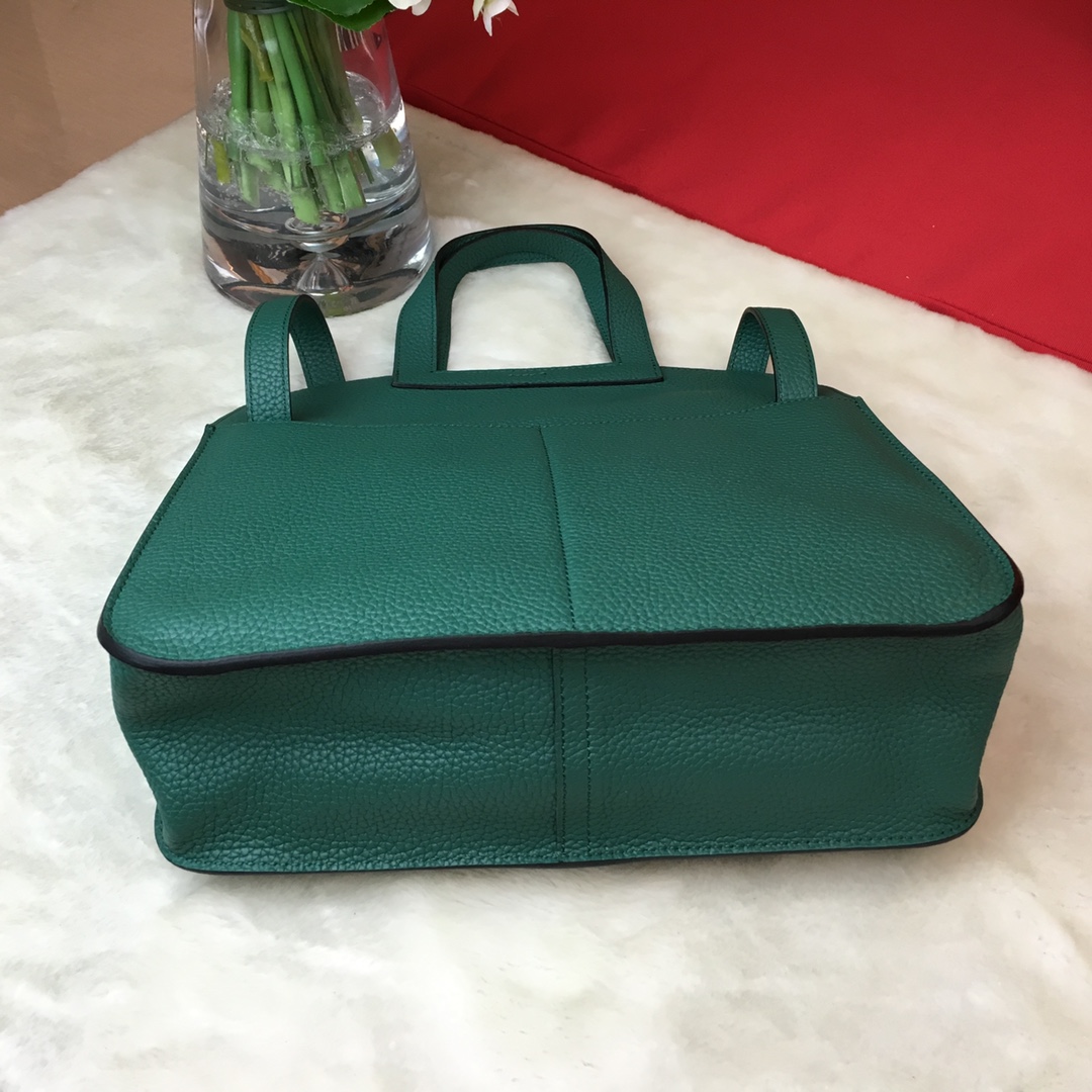 Hermes Halzan 31 Handbag Shoulder Bag In Dark Green Clemence Leather